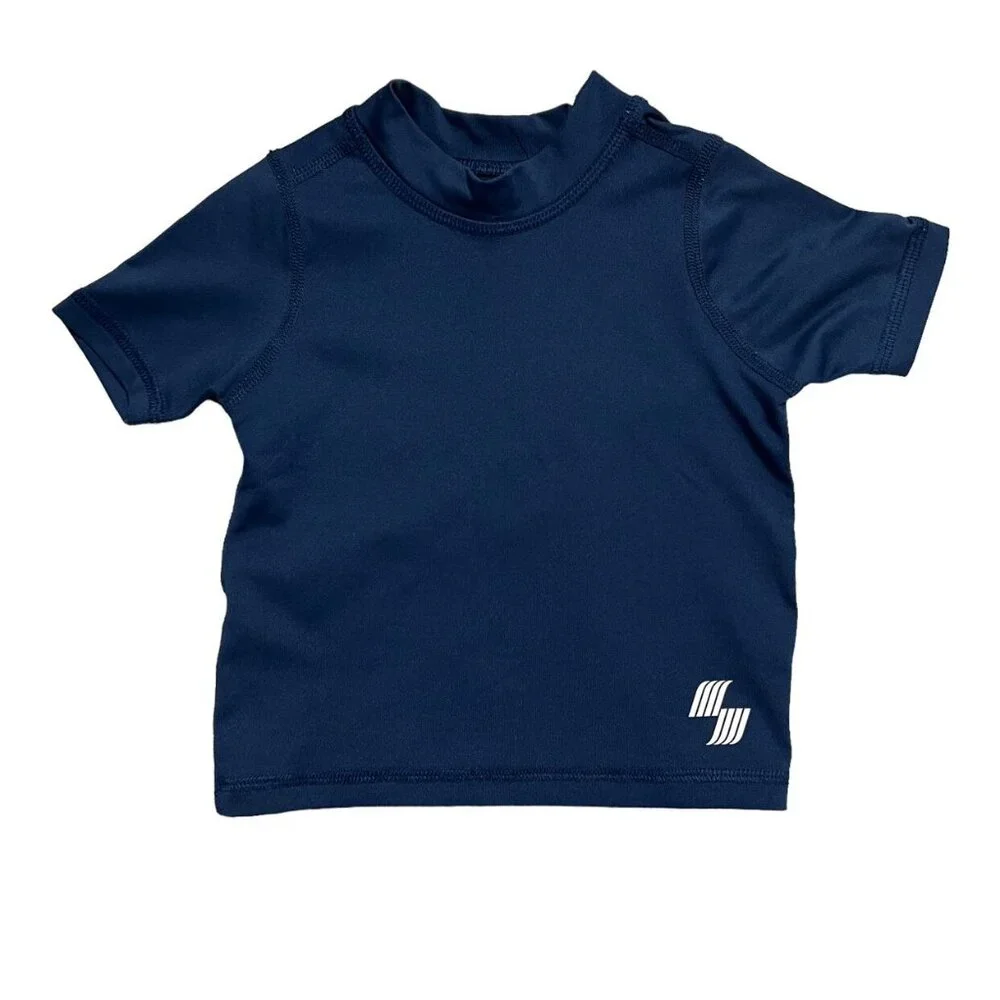 Children's Place Sport 12-18m Blue Shark Swim Trunks & Rashguard Set